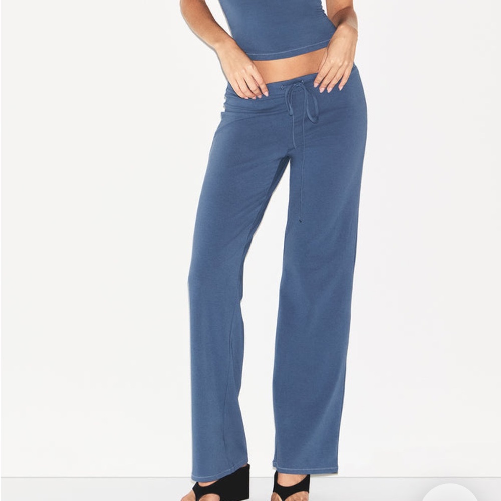 Cotton jersey straight leg pant- harbor